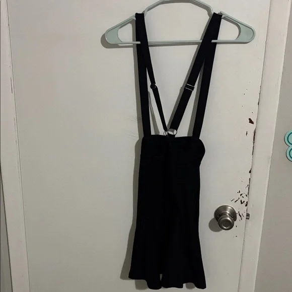 Junior's L Hot Topic Suspender Skater Skirt Black WITH POCKETS - Picture 2 of 3